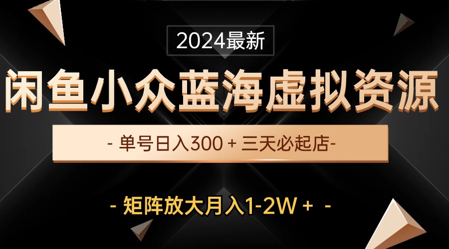 （10336期）最新闲鱼小众蓝海虚拟资源，单号日入300＋，三天必起店，矩阵放大月入1-2W-策里行间