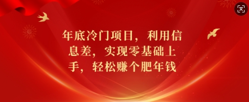 年底冷门项目，利用信息差，实现零基础上手，轻松赚个肥年钱【揭秘】-策里行间
