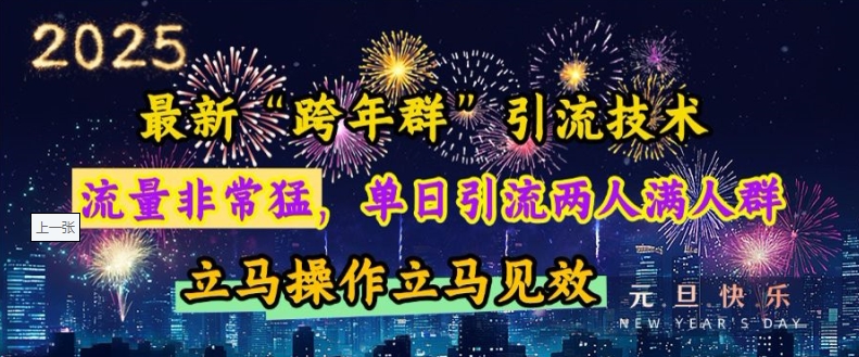 最新“跨年群”引流，流量非常猛，单日引流两人满人群，立马操作立马见效【揭秘】-策里行间