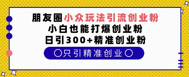 朋友圈小众玩法引流创业粉，小白也能打爆创业粉，日引300+精准创业粉【揭秘】-策里行间