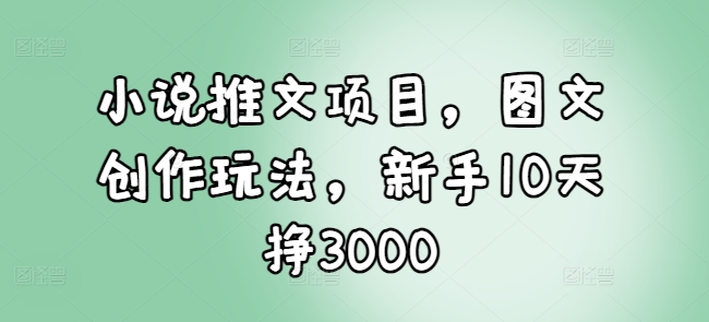 小说推文项目，图文创作玩法，新手10天挣3000-策里行间