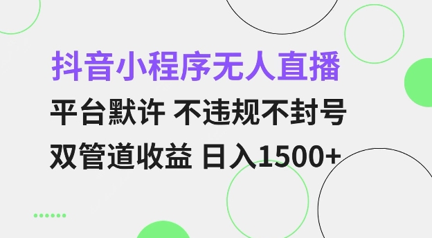 抖音小程序无人直播 平台默许 不违规不封号 双管道收益 日入多张 小白也能轻松操作【仅揭秘】-策里行间
