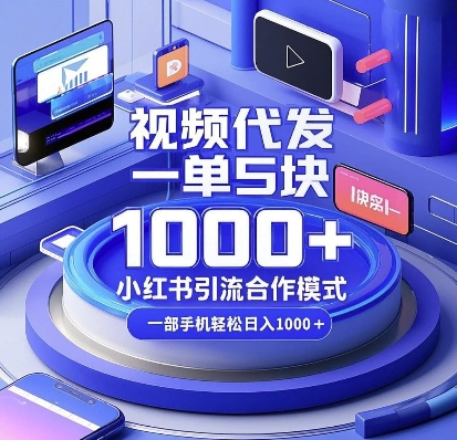 视频代发，一单5块，小红书引流合作模式，一部手机轻松日入多张【揭秘】-策里行间