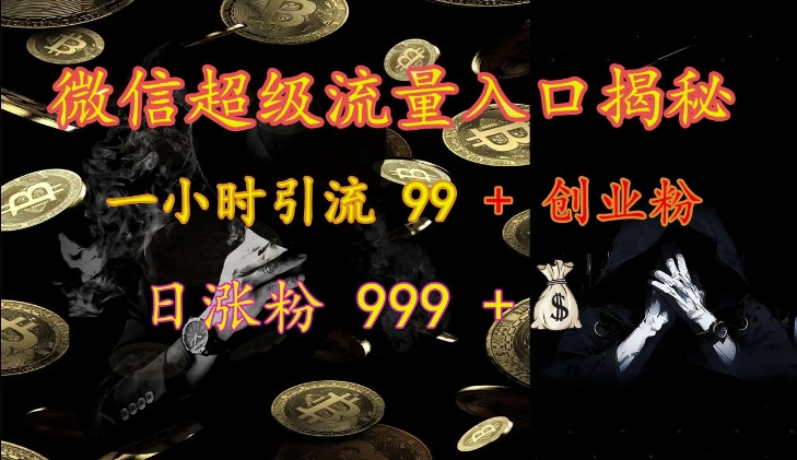 微信超级流量入口揭秘：一小时引流 99 + 创业粉，日涨粉 999 +-策里行间