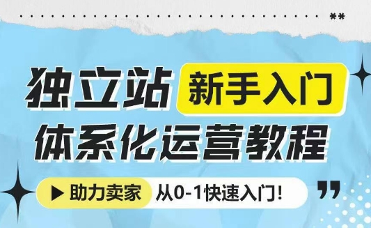 独立站新手入门体系化运营教程，助力独立站卖家从0-1快速入门!-策里行间