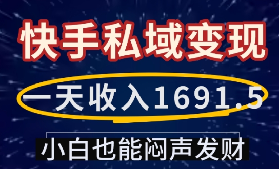 一天收入1691.5，快手私域变现，小白也能闷声发财-策里行间