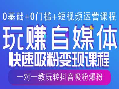 0基础+0门槛+短视频运营课程，玩赚自媒体快速吸粉变现课程，一对一教玩转抖音吸粉爆粉-策里行间