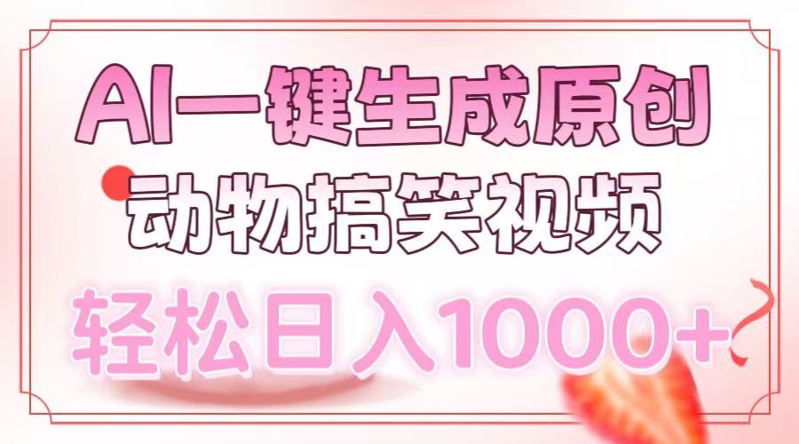 AI一键生成原创动物搞笑视频，轻松日入1000+-策里行间