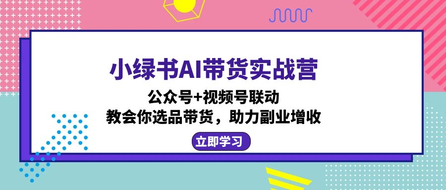 小绿书AI带货实战营：公众号+视频号联动，教会你选品带货，助力副业增收-策里行间