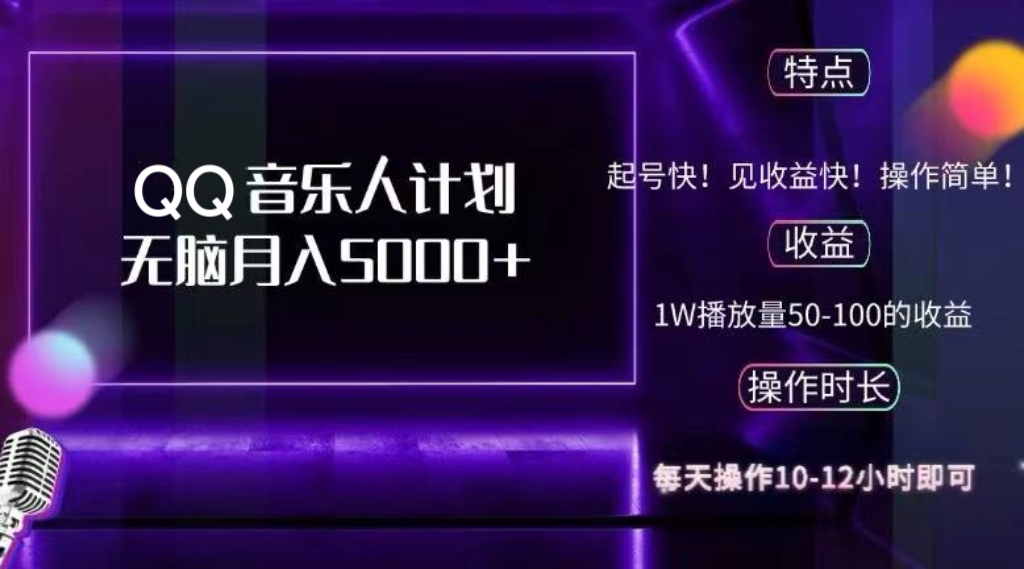 2024 QQ音乐人计划，纯无脑操作，轻松月入5000+，可批量放大操作-策里行间
