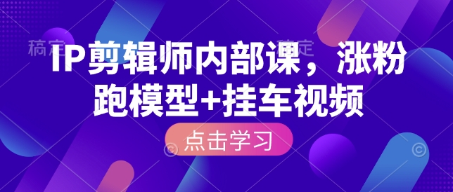IP剪辑师内部课，涨粉跑模型+挂车视频-策里行间
