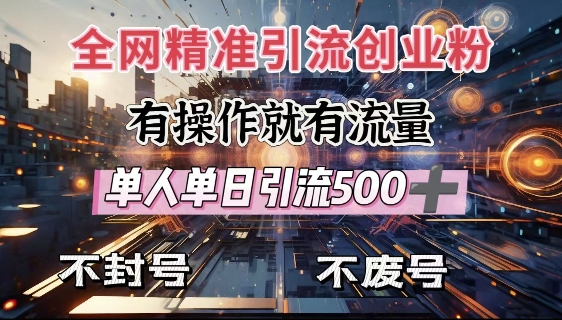 全网独家引流创业粉，有操作就有流量，单人单日引流500+，不封号、不费号-策里行间