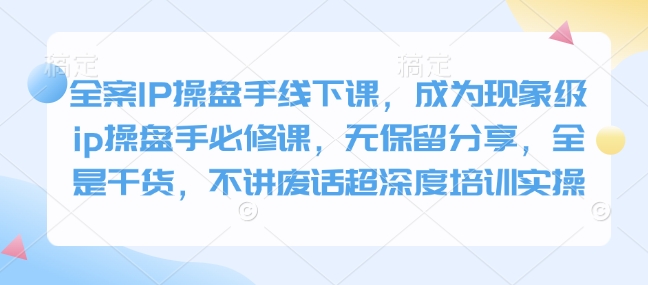 全案IP操盘手线下课，成为现象级ip操盘手必修课，无保留分享，全是干货，不讲废话超深度培训实操-策里行间