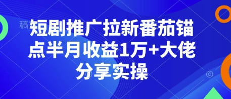 短剧推广拉新番茄锚点半月收益1万+大佬分享实操-策里行间