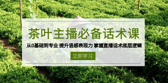 茶叶 主播必备话术课 从0基础到专业 提升语感表现力 掌握直播话术底层逻辑-策里行间