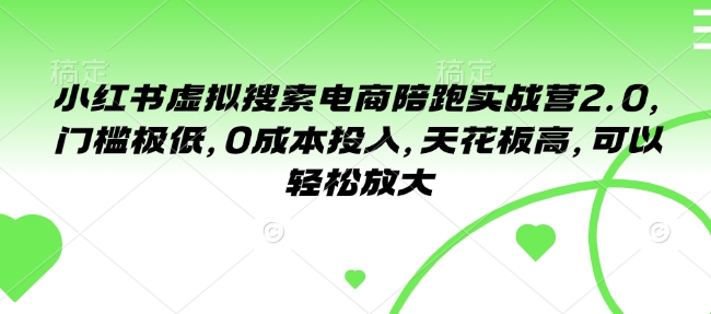 小红书虚拟搜索电商陪跑实战营2.0，门槛极低，0成本投入，天花板高，可以轻松放大-策里行间
