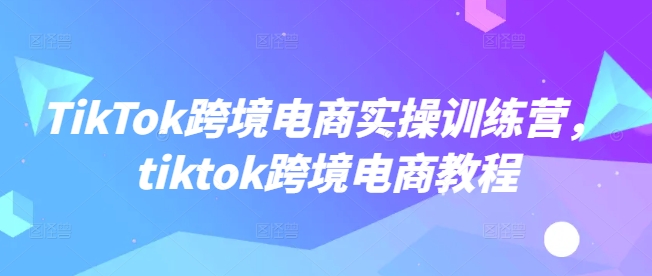 TikTok跨境电商实操训练营，tiktok跨境电商教程-策里行间
