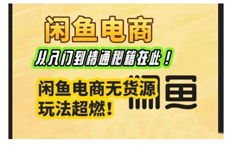 闲鱼电商实战课，从入门到精通秘籍在此，闲鱼电商无货源玩法超燃!-策里行间