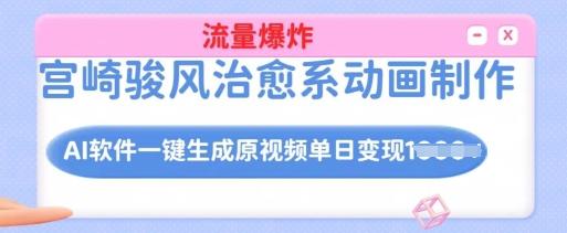 宫崎骏风治愈系动画制作，AI软件一键生成原创视频流量爆炸，单日变现多张，详细实操流程-策里行间