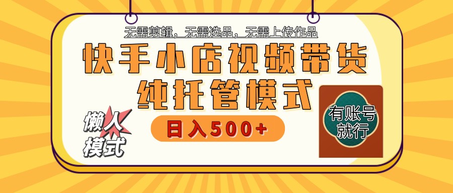 快手小店代运营躺赚项目 二八分成 长期稳定 保底月入3k+-策里行间