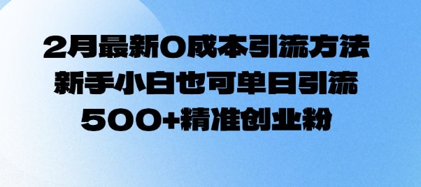 2月最新0成本引流方法，新手小白也可单日引流500+精准创业粉-策里行间