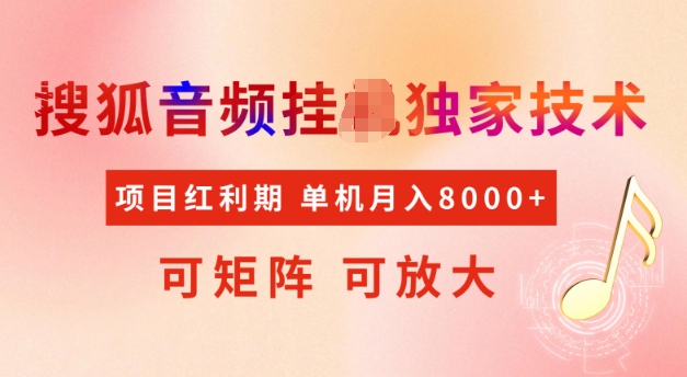 首发搜狐音频挂JI，项目红利期，可矩阵可放大，稳定月入5k【揭秘】-策里行间