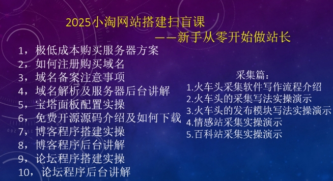 2025小淘网站搭建扫盲课，新手从零开始做站长-策里行间