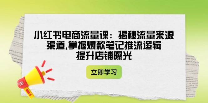 小红书电商流量课：揭秘流量来源渠道,掌握爆款笔记推流逻辑,提升店铺曝光-策里行间