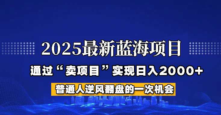 2025年蓝海项目，如何通过“网创项目”日入2000+-策里行间
