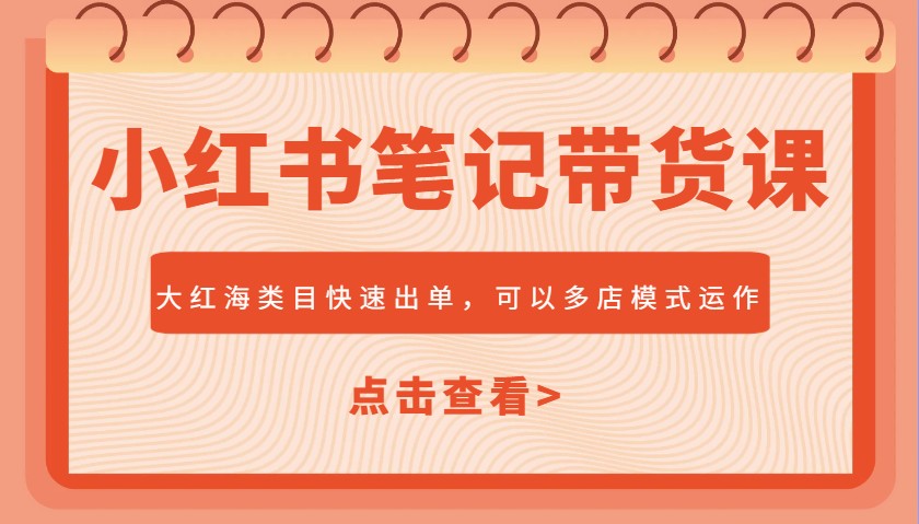 小红书笔记带货课，大红海类目快速出单，市场大，可以多店模式运作-策里行间