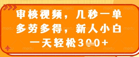 审核视频，几秒一单，多劳多得，新人小白一天轻松3张【揭秘】-策里行间