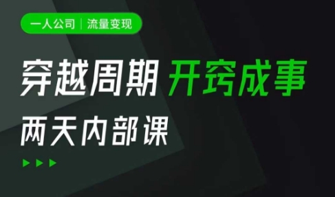一人公司：流量变现课，一人公司的方法模型拆解， 拆解富人思维，流量思维，小老板思维等-策里行间
