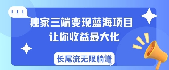 独家三端变现蓝海项目，让你收益最大化，长尾流无限躺挣-策里行间