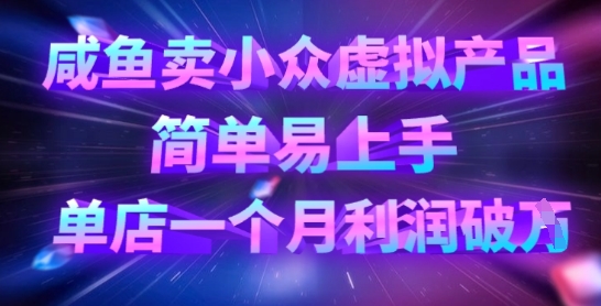 咸鱼卖小众虚拟产品，简单易上手，单店一个月利润破W-策里行间