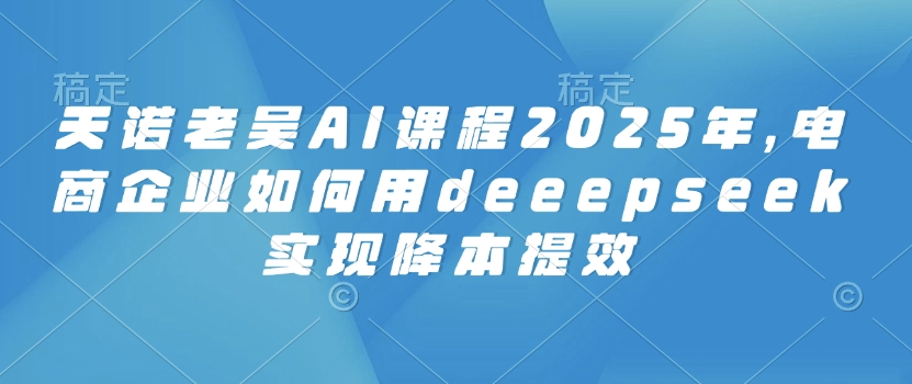 天诺老吴AI课程2025年，电商企业如何用deeepseek实现降本提效-策里行间