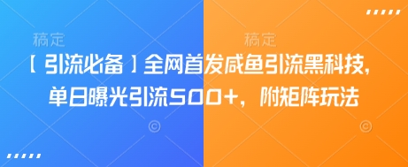 【引流必备】全网首发咸鱼引流黑科技，单日曝光引流500+，附矩阵玩法【揭秘】-策里行间