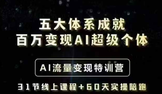 五大体系成就百万变现AI超级个体- AI流量变现特训营，一步一步教你一个人怎么年入百W-策里行间