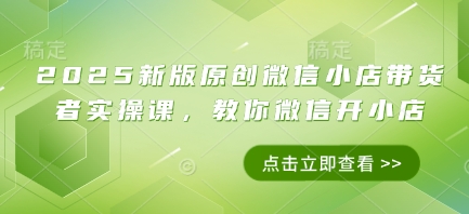 2025新版原创微信小店带货者实操课，教你微信开小店-策里行间