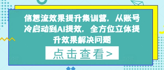 信息流效果提升集训营，从账号冷启动到AI提效，全方位立体提升效果解决问题-策里行间