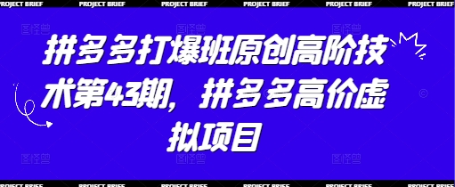 拼多多打爆班原创高阶技术第43期，拼多多高价虚拟项目-策里行间