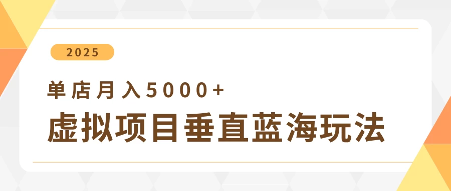 4月虚拟项目垂直玩法，冷门爆品+垂直蓝海，单店月入5000+-策里行间