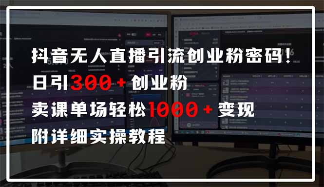 抖音无人直播引流密码！日引300+创业粉 单场轻松1000+变现 附详细实操教程-策里行间