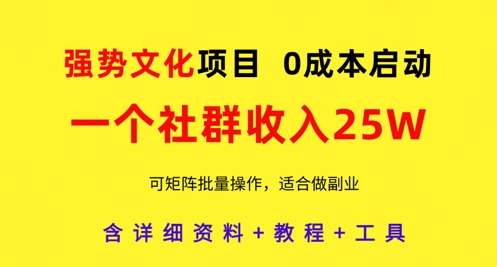 强势文化项目，一个社群收入25个W，0成本启动，可矩阵批量操作，原创详细实操教程-策里行间