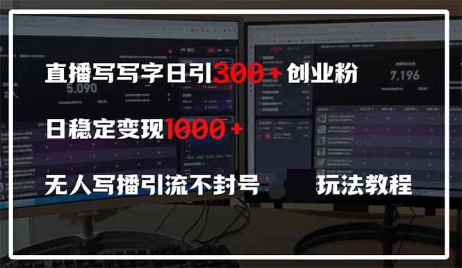 直播写写字日引300+创业粉，日稳定变现600+无人写播引流不封号，玩法教程-策里行间