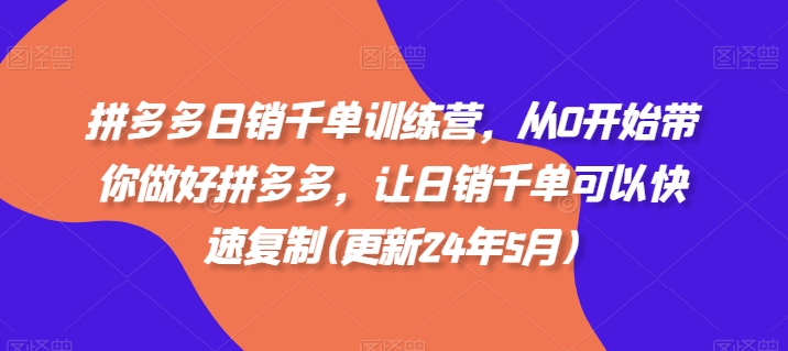拼多多日销千单训练营，从0开始带你做好拼多多，让日销千单可以快速复制(更新25年4月)-策里行间
