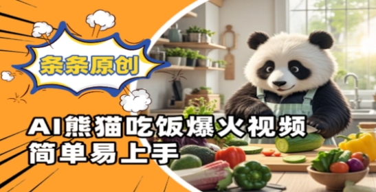 Ai熊猫吃饭爆火视频，条条原创，简单易上手-策里行间