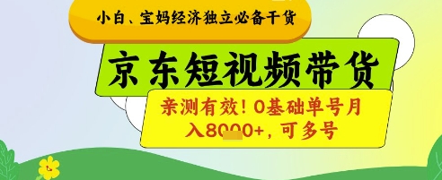 小白宝妈经济独立必备干货，京东短视频带货，亲测有效!0基础单号月入8k+，可多号【揭秘】-策里行间