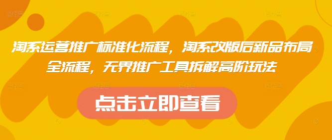 淘系运营推广标准化流程，​淘系改版后新品布局全流程，无界推广工具拆解高阶玩法-策里行间