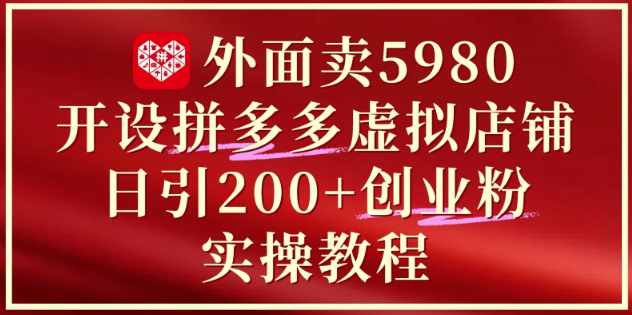 外面卖5980开设拼多多虚拟店铺：单日引流200+创业付费粉实战教程-策里行间