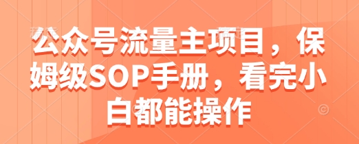 公众号流量主项目，保姆级SOP手册，看完小白都能操作-策里行间